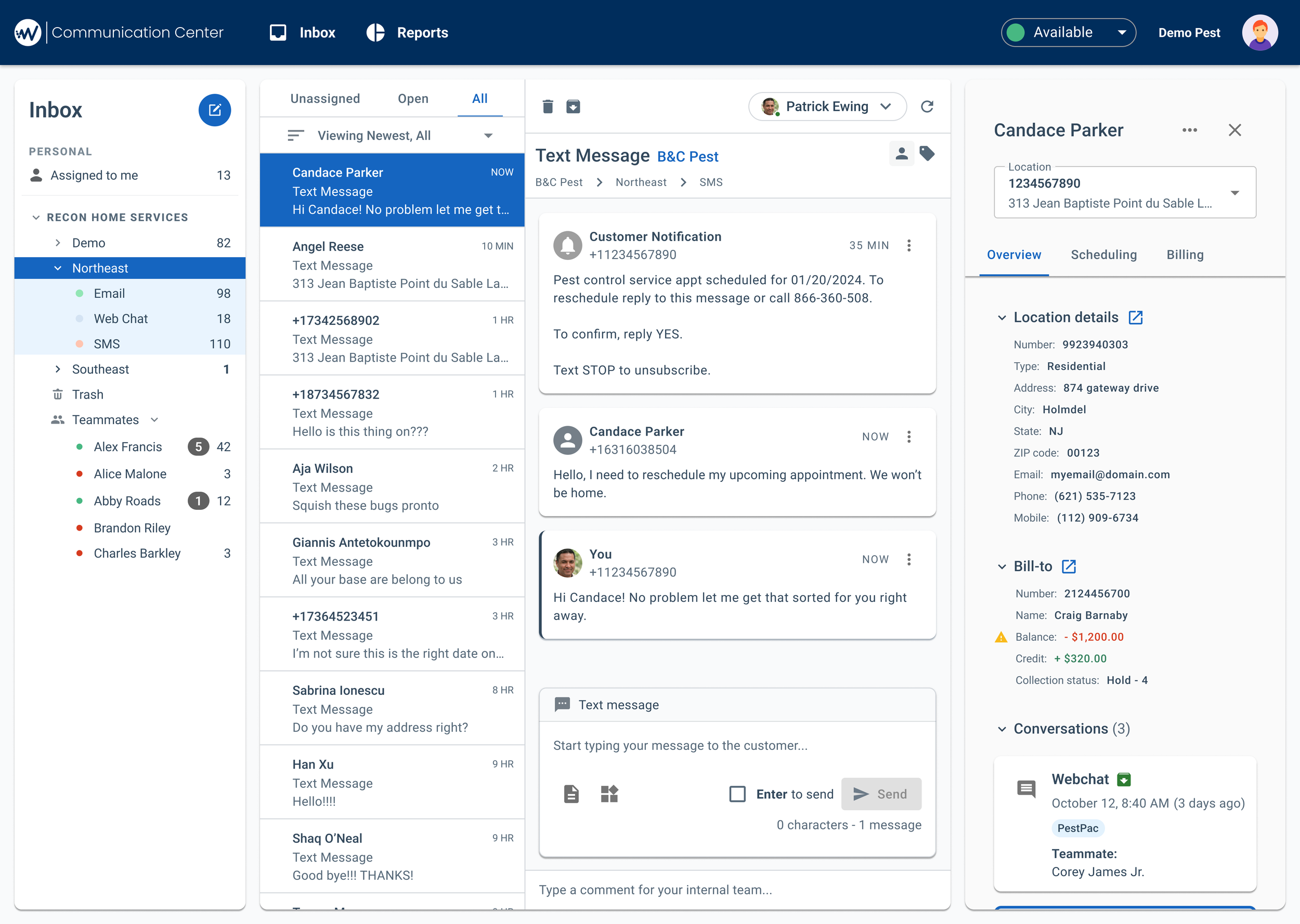 Communication Center overview page with CIP panel