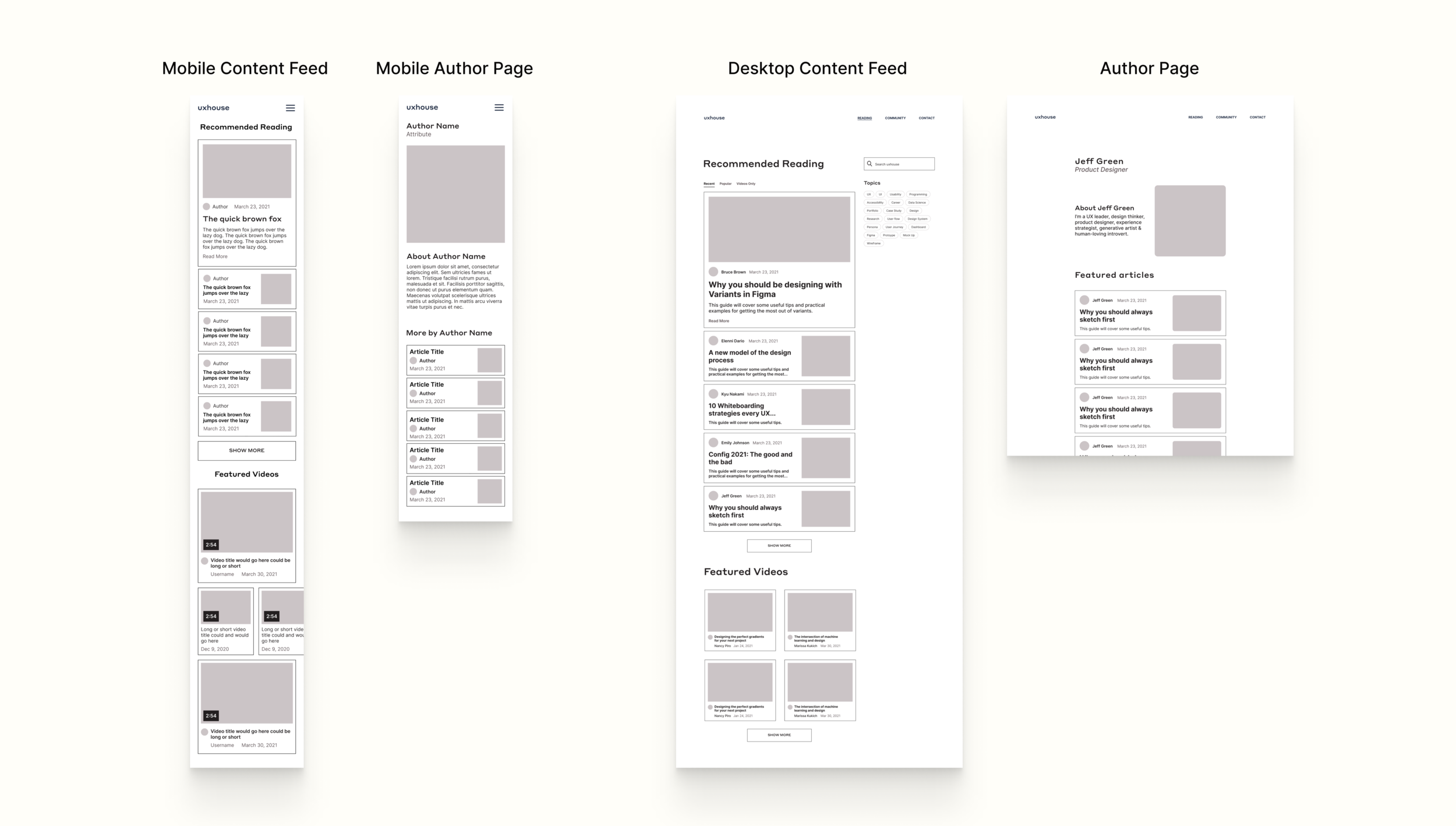 Mobile and desktop wireframes