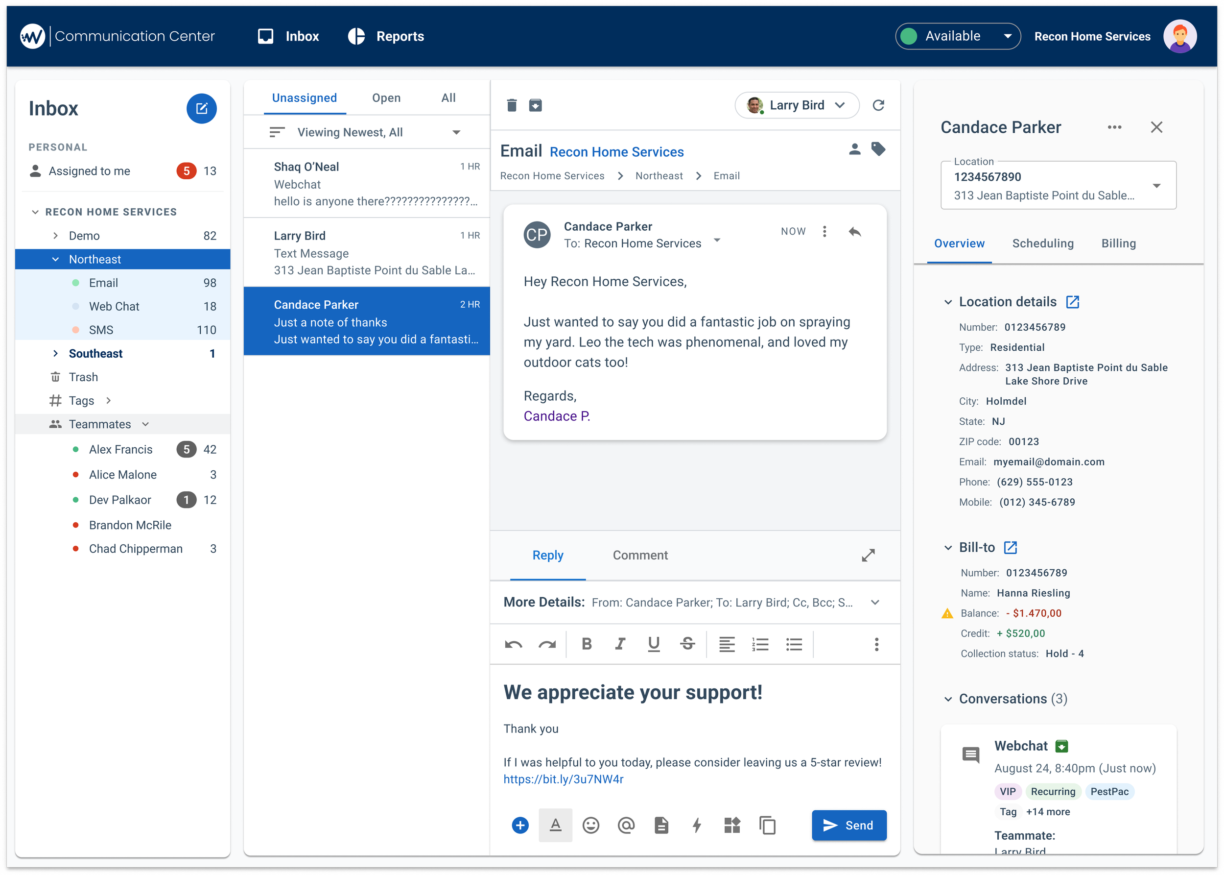 Editor in Communication Center